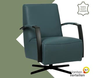 Leren draaifauteuil Mood - Toledo Turquoise (blauw) -, Nieuw, Ophalen of Verzenden, 50 tot 75 cm, Industrieel, Modern