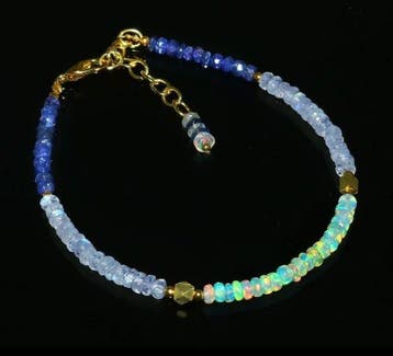 OPALE-TANZANITE-MAANSTEEN-16,65 KARAAT-ZILVER 925- 6.3 g