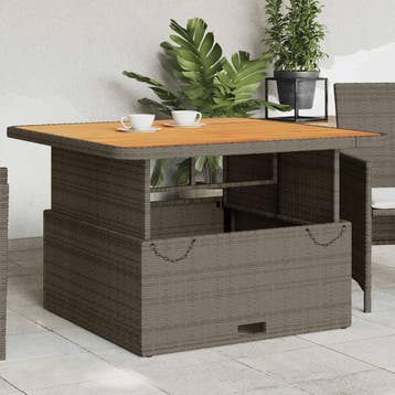 vidaXL Tuintafel 110x110x71 cm poly rattan en acaciahout, Verzenden, Nieuw