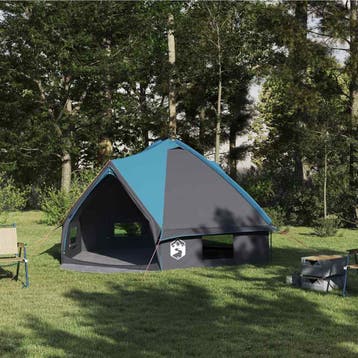 vidaXL Teepee Tent voor 6 Personen 6-persoons Blauw en Grijs, Verzenden, Nieuw
