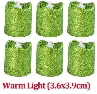 LED Minikaarsje Glitter Groen per stuk, Nieuw