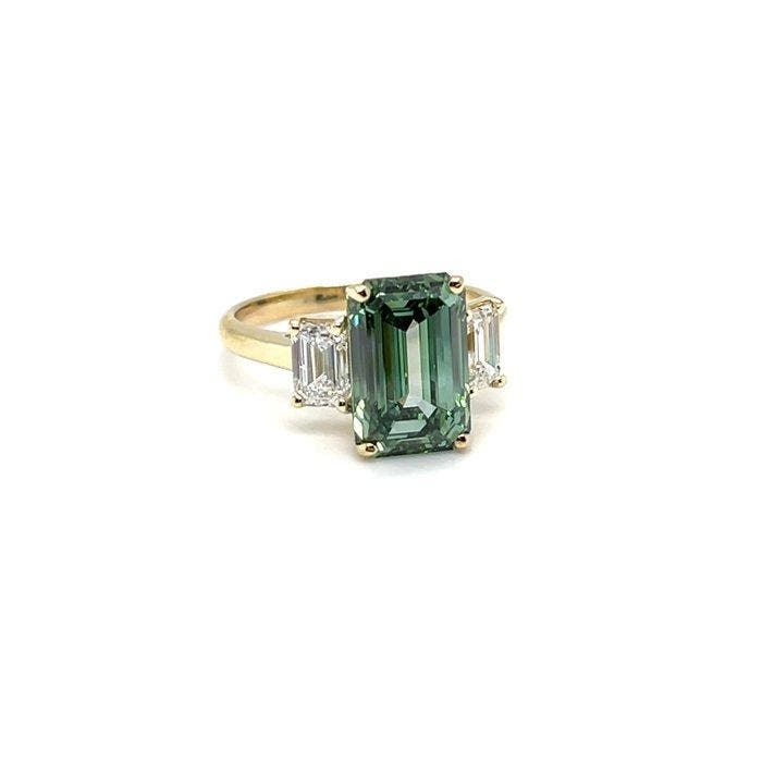 Bague - 14 carats Or jaune - 5.51ct. tw. Vert Diamant, Bijoux, Sacs & Beauté, Bagues