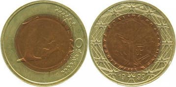 Frankreich Fehlpraegung 1 Euro 1999 mit 1 Cent Pille Arch..., Verzenden