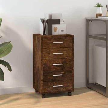 vidaXL Ladekast met wieltjes bewerkt hout gerookt, Huis en Inrichting, Verzenden, Nieuw