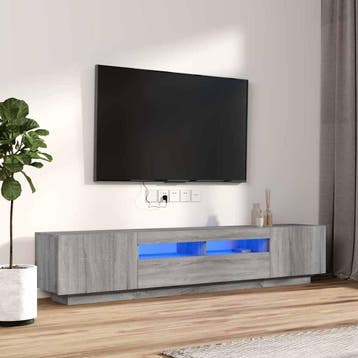 vidaXL 2-delige Tv-meubelset met LED bewerkt hout grijs, Verzenden