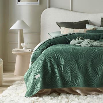 Velours Sprei Donkergroen 240x260 | Tweede kansje, OP = OP!, Verzenden, Tweepersoons, Groen, Deken of Dekbed