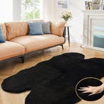 Zwart Vloerkleed 120x180 | Pluizig Bont Retour Deal! 46%..., Huis en Inrichting, Verzenden, Nieuw