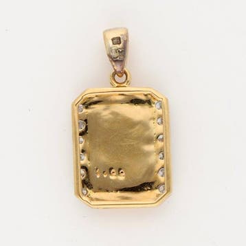 Pendentif - 14 carats Or jaune, Or blanc Jade - Diamant