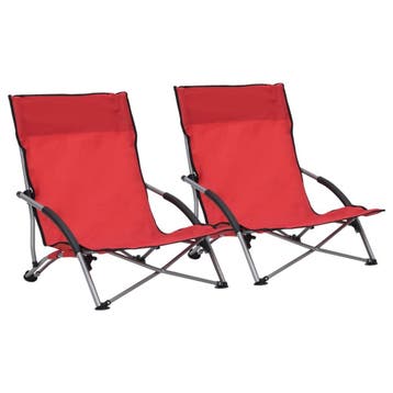 vidaXL Opklapbare stoelen, 2 stuks, rode stof, Jardin & Terrasse, Chaises de jardin, Verzenden