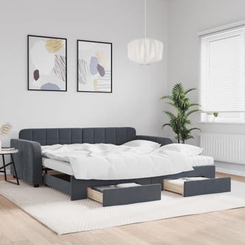 vidaXL Slaapbank onderschuifbed lades 100x200 cm fluweel, Verzenden, Nieuw