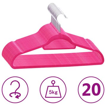 vidaXL 20-delige Kledinghangerset anti-slip fluweel roze, Huis en Inrichting, Kasten | Kleerkasten, Verzenden, Nieuw