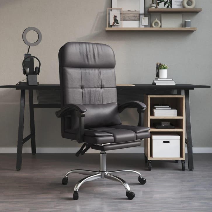 vidaXL Kantoorstoel massage verstelbaar kunstleer grijs, Maison & Meubles, Chaises de bureau, Envoi