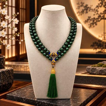 NGTC-gecertificeerd - Nephrietjade Groene Kwastketting 10 mm