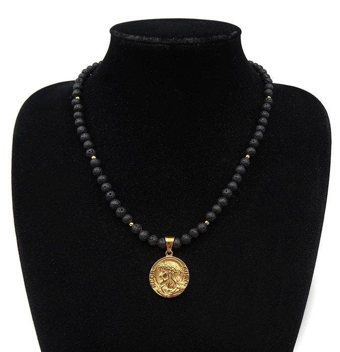 Lavasteen - Ketting - Christus - Symbool van verlossing,, Antiquités & Art, Antiquités | Livres & Manuscrits