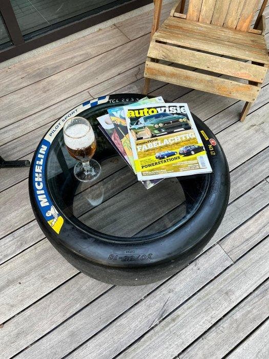 Michelin - Table dappoint - Caoutchouc, Verre de sécurité,, Antiek en Kunst, Curiosa en Brocante