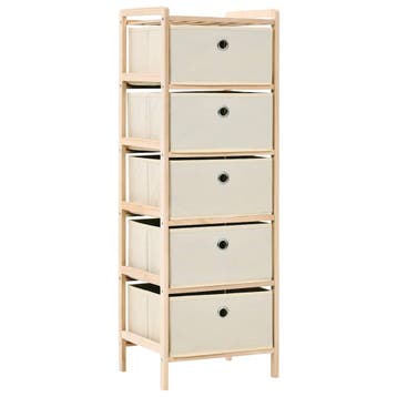 vidaXL Opbergmeubel met 5 stoffen manden cederhout beige, Verzenden