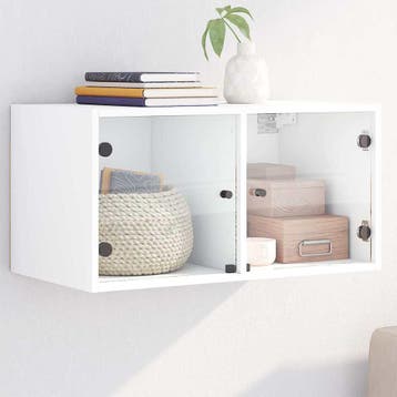 vidaXL Wandkast met glazen deuren 68,5x37x35 cm wit, Verzenden, Nieuw