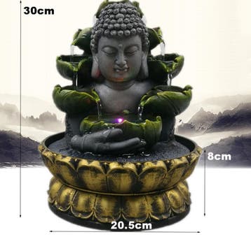 Sier Waterval Boeddha Beeld - LED Fontein Decor Feng Shui, Verzenden, Nieuw