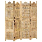 vidaXL Kamerscherm 4 panelen handgesneden 160x165 cm massief, Verzenden