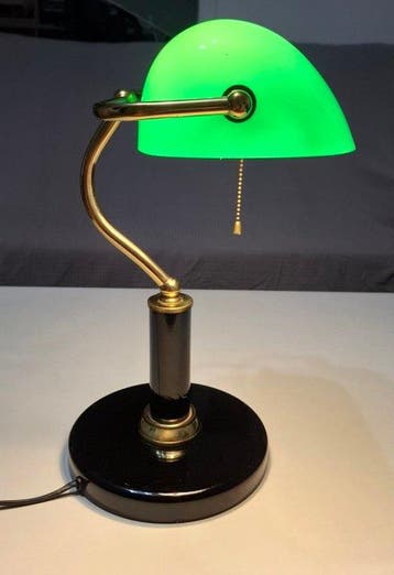Lampe de table - opaline, Laiton - Lampe de notaire
