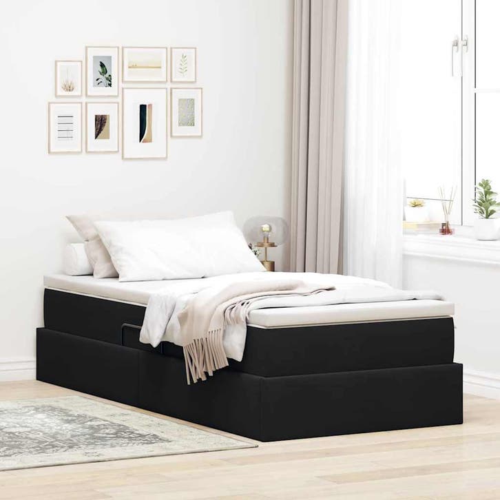 vidaXL Opbergbed met matras met matras Zwart 90 x 200 cm, Huis en Inrichting, Slaapkamer | Bedden, Nieuw, Verzenden