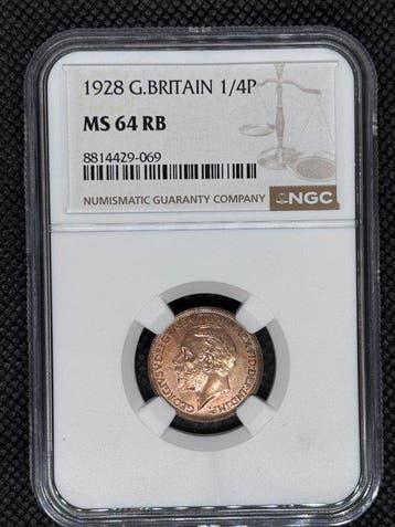 Verenigd Koninkrijk. George V. 1 Farthing 1928 NGC MS64RB