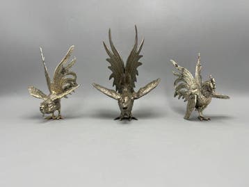 sculptuur, Decoratieve hanen - 18 cm - Metaal