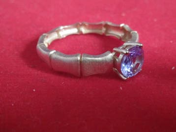 Zonder minimumprijs - Ring Zilver, Natural Tanzanite- Yellow