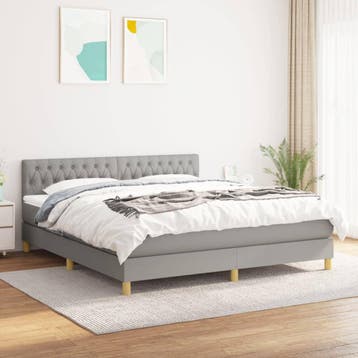 vidaXL Boxspring met matras stof lichtgrijs 180x200 cm, Verzenden