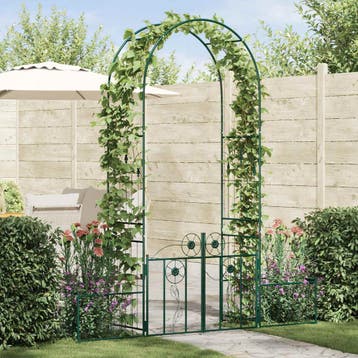 vidaXL Tuinboog Groen 203 x 50 x 218 cm Staal, Verzenden, Nieuw