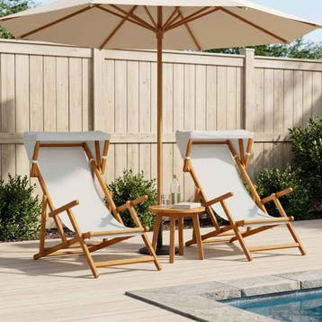 vidaXL Ligstoel 2 pcs 3 Positie massief eucalyptushout, Verzenden