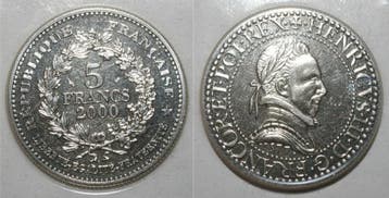 France Gadoury 782 5 Francs 2000 Franc De Henri Iii Fdc, Verzenden