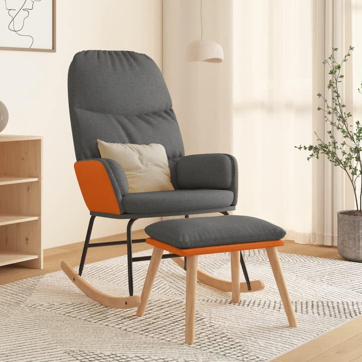 vidaXL Schommelstoel met voetenbank stof lichtgrijs, Huis en Inrichting, Stoelen, Nieuw, Verzenden
