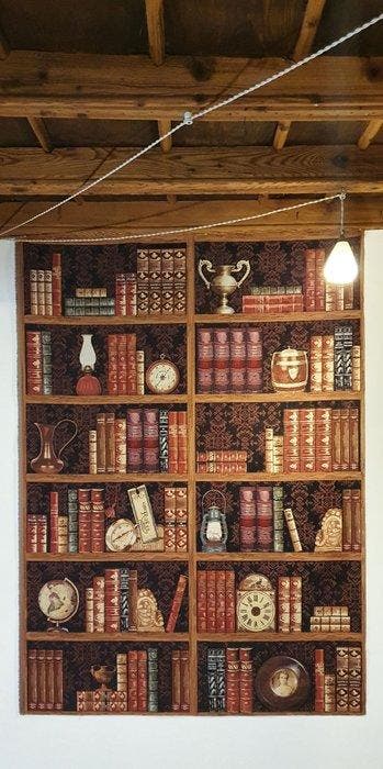Tapisserie antique de bibliothèque - 190 × 140 cm - Gobelin