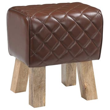 vidaXL Bank 40 x 30 x 45 cm Echt Leer Bruin diamant, Verzenden, Nieuw