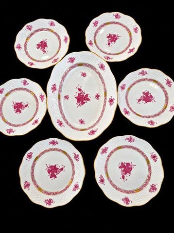 Herend - Tafelservies (7) - Porselein - Apponyi Purple, Antiek en Kunst
