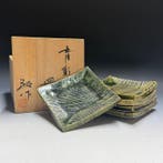 Seto Ware - Keiya Kato - Bord (5) - Blue-glazed square plate