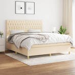 vidaXL Boxspring met matras stof crèmekleurig 180x200 cm, Verzenden, Nieuw