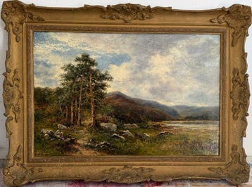 Carl Brennir (1850-1920) - A Welsh landscape with children