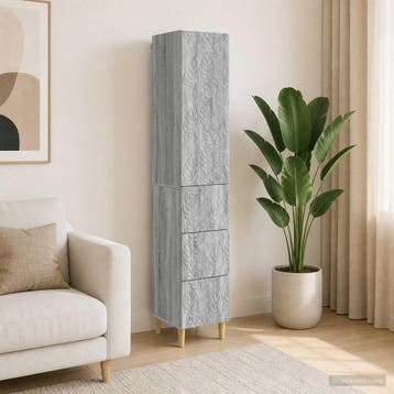 vidaXL Kast Set 2 st 33 x 34,5 x 90 cm Bewerkt hout Grijs, Verzenden, Nieuw