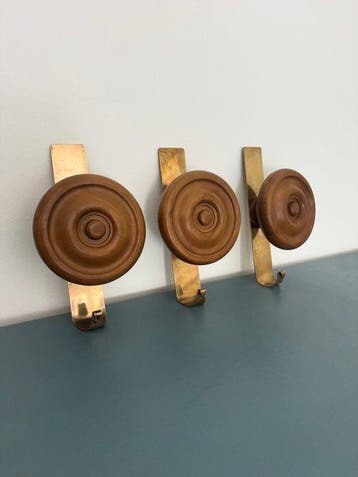 Set kapstokhaken - Messing - Set van drie kapstokken