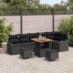 vidaXL Tuinbank Set met kussen met opslag 9 pcs Zwart, Verzenden, Nieuw