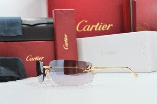 Cartier - Cartier Panthère oval Rimless Sunglasses – Gold, Bijoux, Sacs & Beauté, Lunettes de Soleil & Lunettes | Femmes