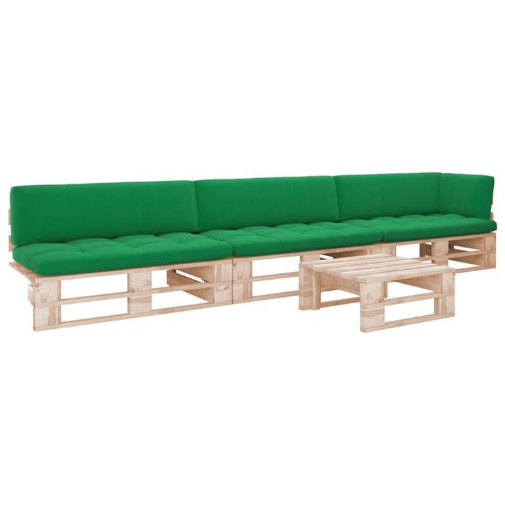 vidaXL 4-delige Loungeset pallet met kussens geïmpregneerd, Tuin en Terras, Tuinsets en Loungesets, Loungeset, Nieuw, Verzenden