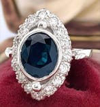 Ring Platina Saffier - Diamant, Nieuw