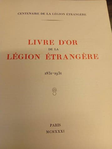 Centenaire de la Légion Étrangère - Livre dor de la Légion