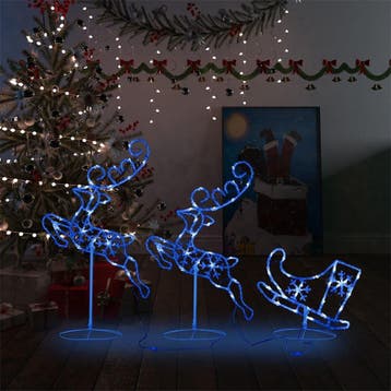 vidaXL Kerstdecoratie rendieren en slee 260x21x87cm acryl, Verzenden
