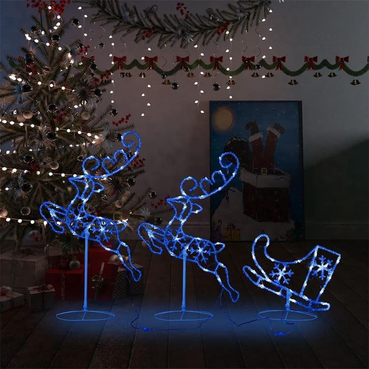 vidaXL Kerstdecoratie rendieren en slee 260x21x87cm acryl, Divers, Noël, Envoi