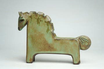 Urszula Despet - sculptuur, Green Horse - 12 cm - Keramiek -