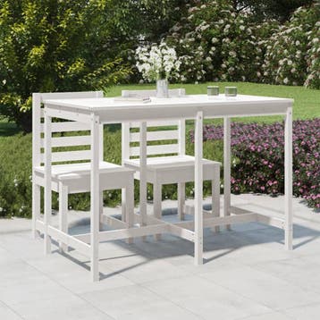 vidaXL Tuintafel 159,5x82,5x110 cm massief grenenhout wit, Verzenden, Nieuw